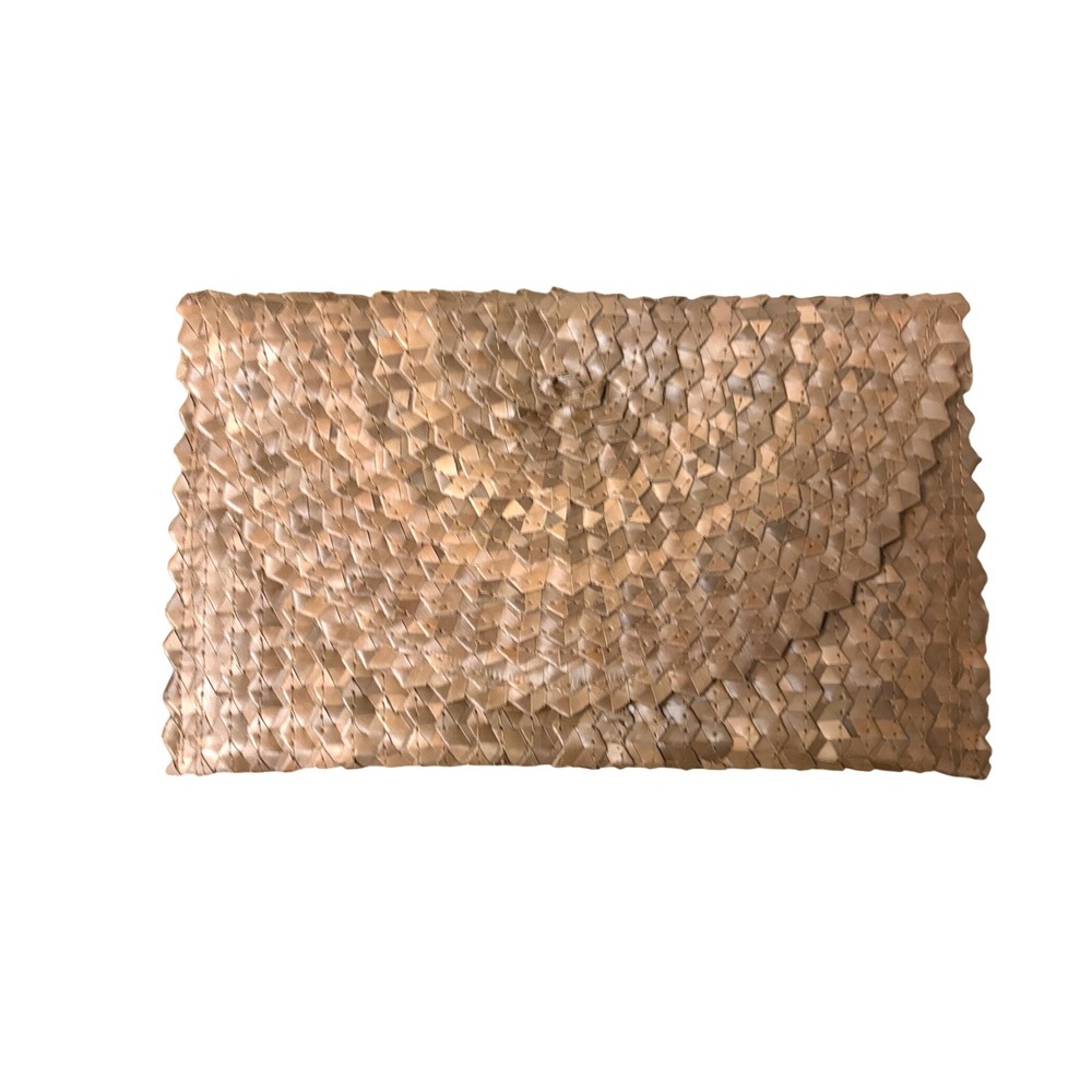 Ella Straw Fold Over Clutch Tan Woven Summer Accessory NWT OS
